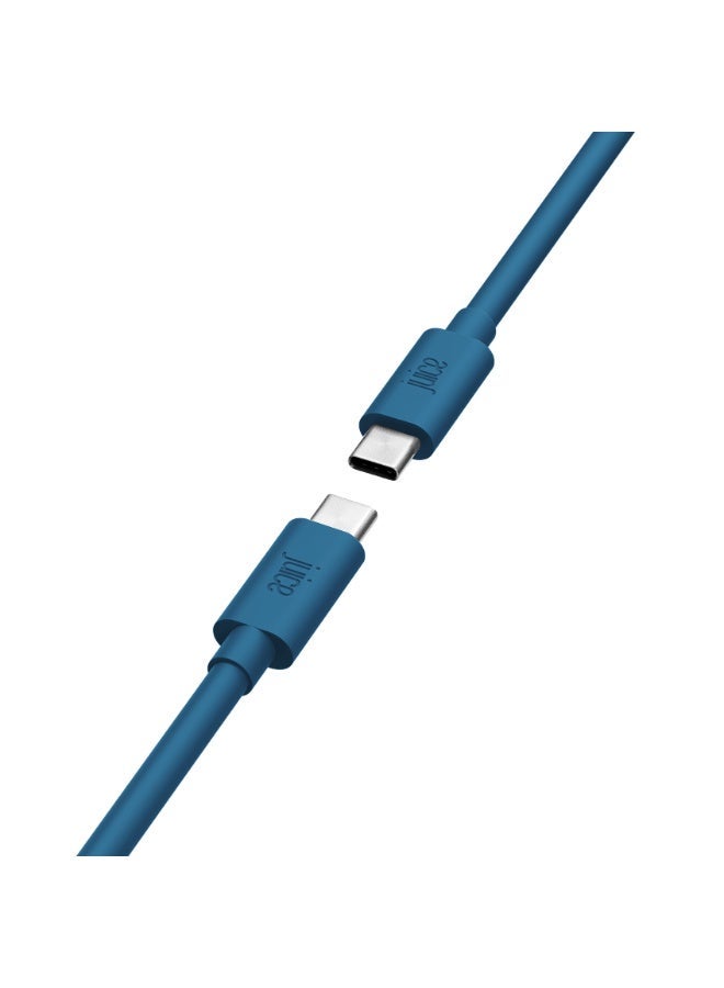 جوس كابل JUICE USB-C إلى USB-C، يدعم الشحن السريع ونقل البيانات، مزود بموصلات قابلة للعكس، مصنوع من مادة TPE، متوافق مع iPhone 17 و16 و15، وiPad Pro، وأجهزة Samsung وGoogle والمزيد، مضفر لمتانة إضافية، بطول 2 متر، باللون الكحلي (Navy). - Image 1